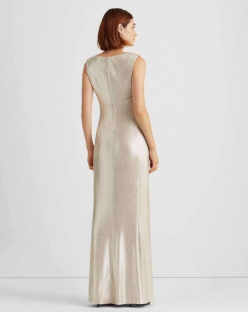 Vestido De Noche Ralph Lauren Metallic Knit Sleeveless Gown Mujer Champagne/Silver | MXERCTD-92 - vista 5