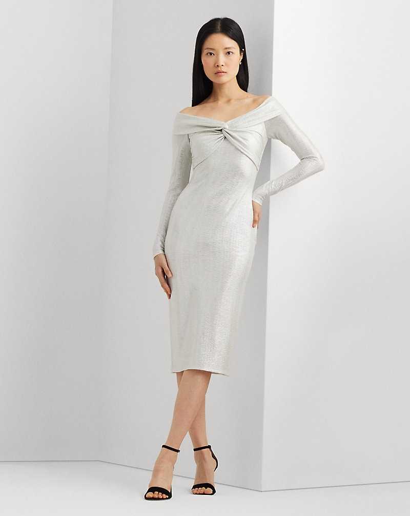 Vestido De Noche Ralph Lauren Metallic Off-the-Shoulder Cocktail Mujer Creme | BGQRXLK-12 - vista 1