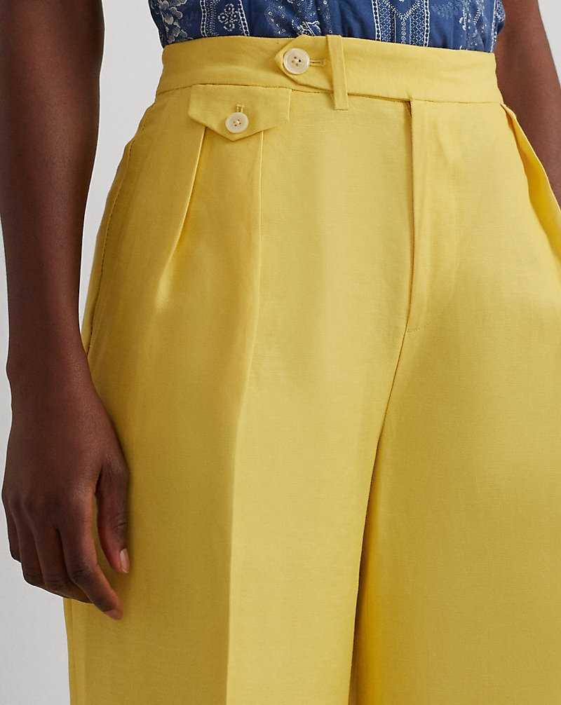 Vestido De Noche Ralph Lauren Pleated Linen-Blend Twill Wide-Leg Mujer Amarillos | CWSVGHF-75 - vista 5