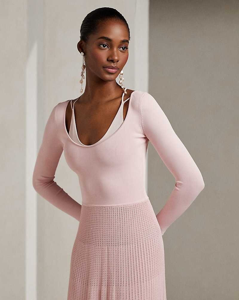 Vestido De Noche Ralph Lauren Pointelle-Knit Scoopneck Day Mujer | MJLFCBW-18 - vista 3