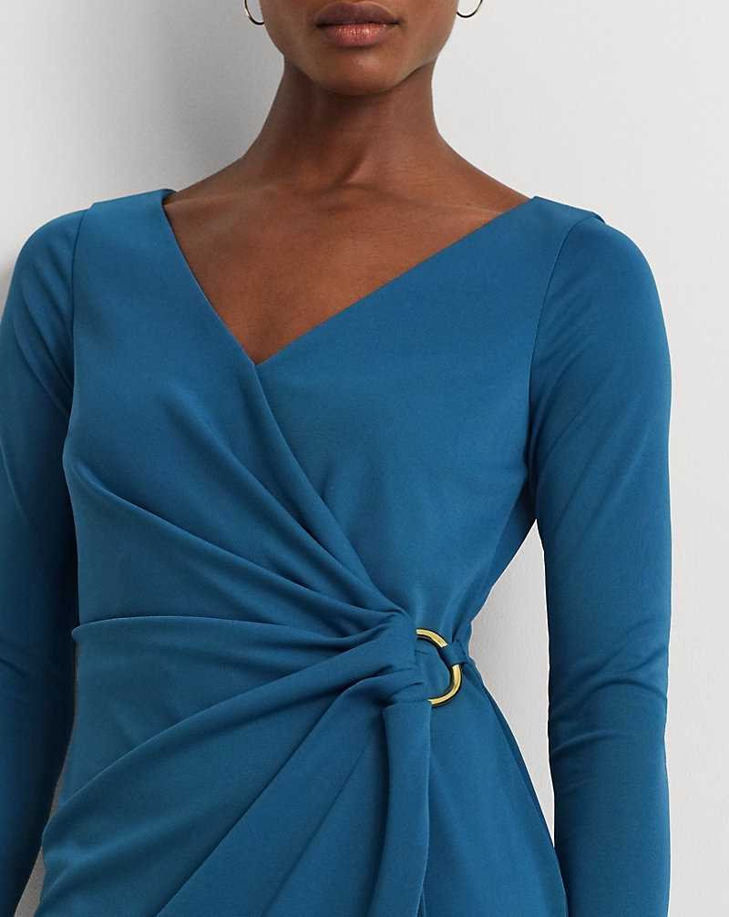 Vestido De Noche Ralph Lauren Ring-Trim Stretch Jersey Cocktail Mujer Azules | SUMGWOP-92 - vista 5