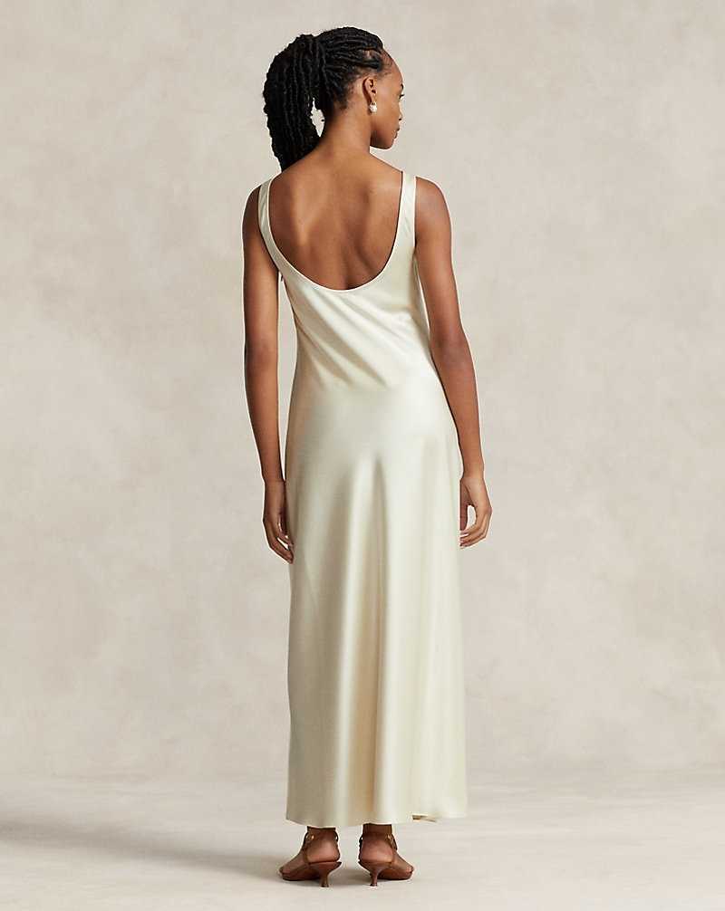 Vestido De Noche Ralph Lauren Scoopneck Slip Mujer Creme | ARNVCIP-29 - vista 4