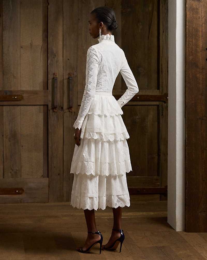 Vestido De Noche Ralph Lauren Stella Embroidered Poplin Day Mujer Blancos | AYGJMQS-98 - vista 4