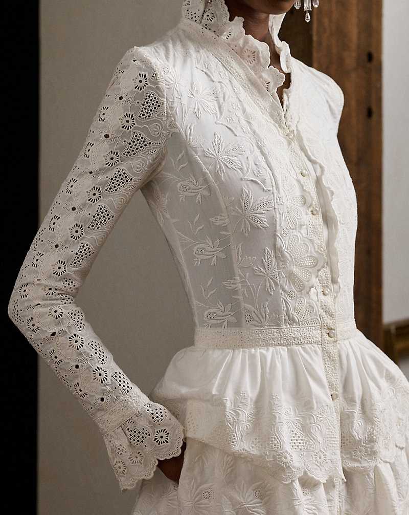 Vestido De Noche Ralph Lauren Stella Embroidered Poplin Day Mujer Blancos | AYGJMQS-98 - vista 5