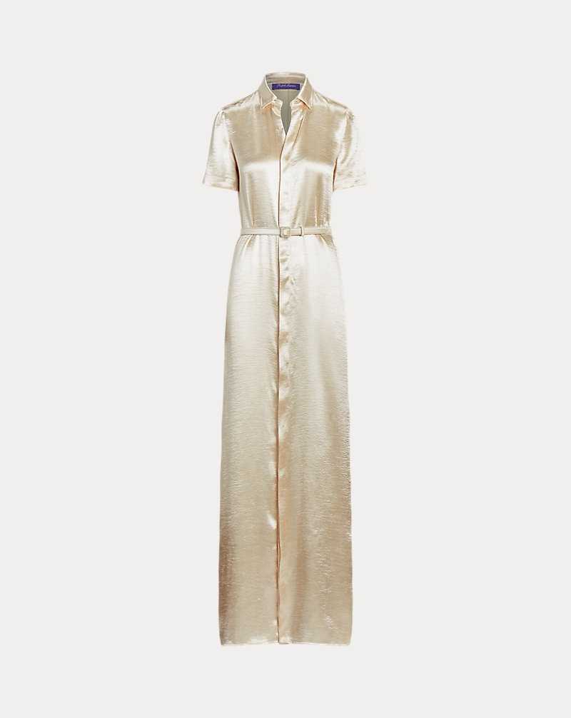 Vestido De Noche Ralph Lauren Symon Hammered Satin Evening Mujer Butter | JGCIYTN-18 - vista 2