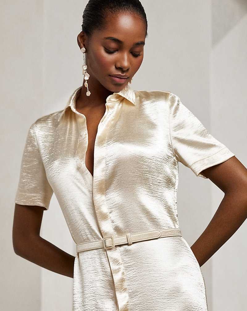 Vestido De Noche Ralph Lauren Symon Hammered Satin Evening Mujer Butter | JGCIYTN-18 - vista 5