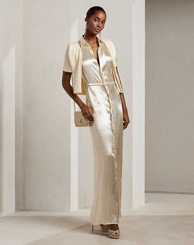 Vestido De Noche Ralph Lauren Symon Hammered Satin Evening Mujer Butter | JGCIYTN-18 - vista 1