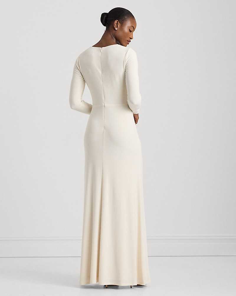 Vestido De Noche Ralph Lauren Twist-Front Stretch Jersey Gown Mujer Creme | GIOMYTZ-62 - vista 4