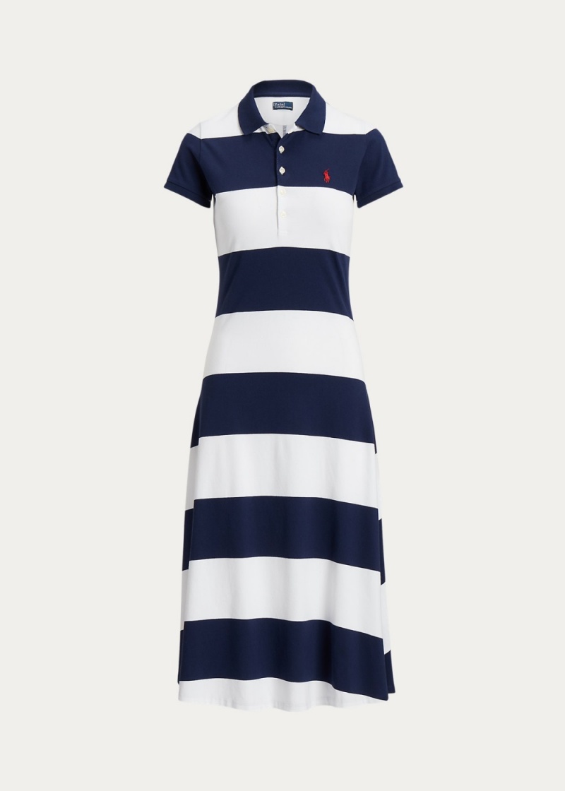 Vestido A Rayas Algodon Mesh Polo Mujer Blancos | QALO41935 - vista 2