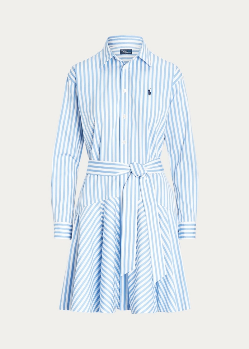 Vestido A Rayas Algodon Paneled Shirtdress Mujer Azules | OHCK14923 - vista 2