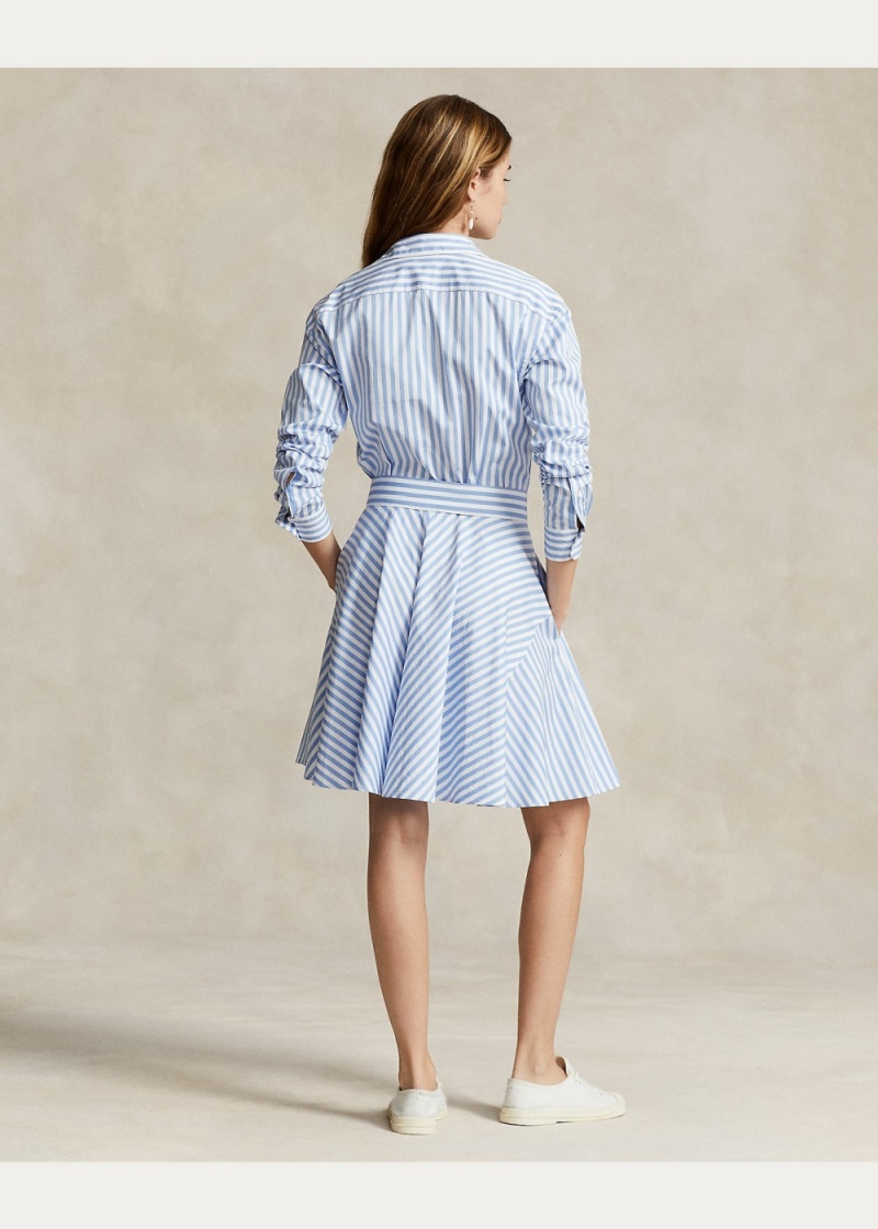 Vestido A Rayas Algodon Paneled Shirtdress Mujer Azules | OHCK14923 - vista 4