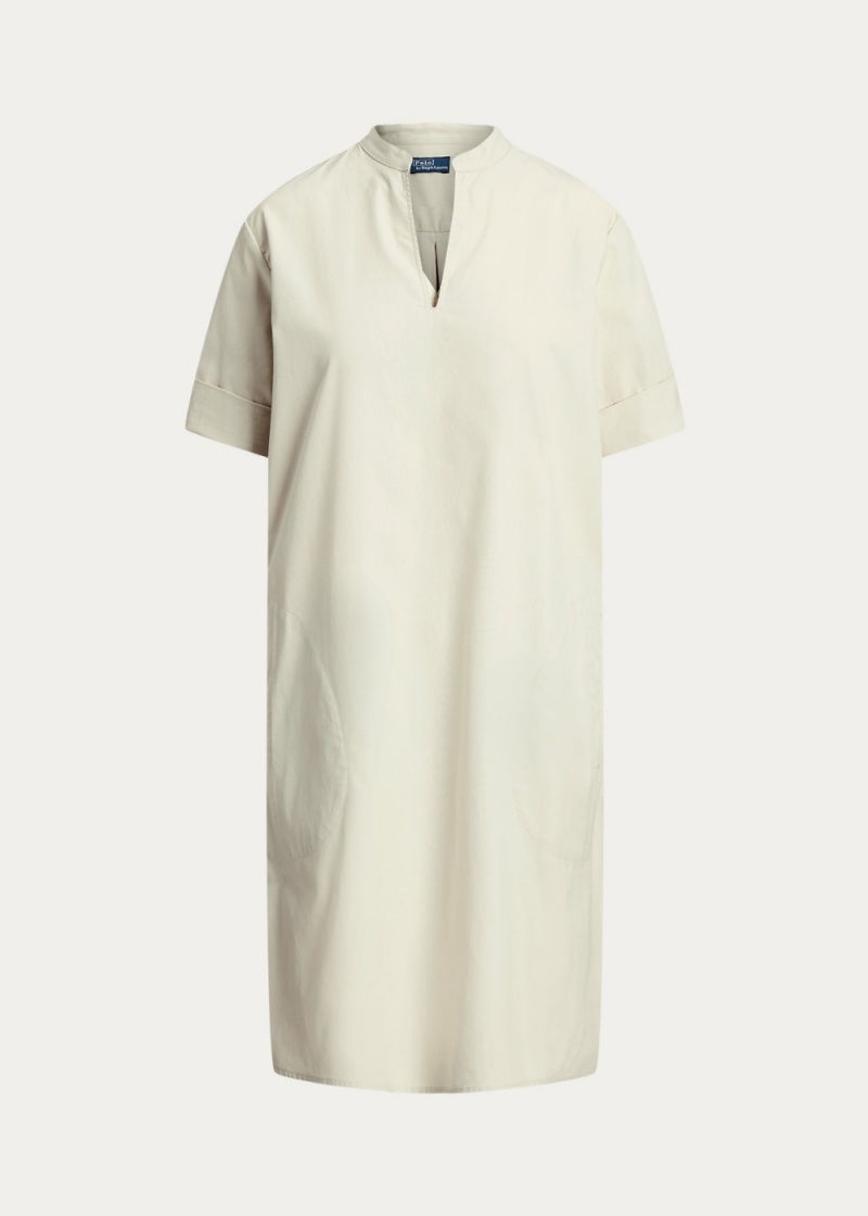 Vestido Algodon Twill Shift Mujer Creme | TCPQ62853 - vista 2