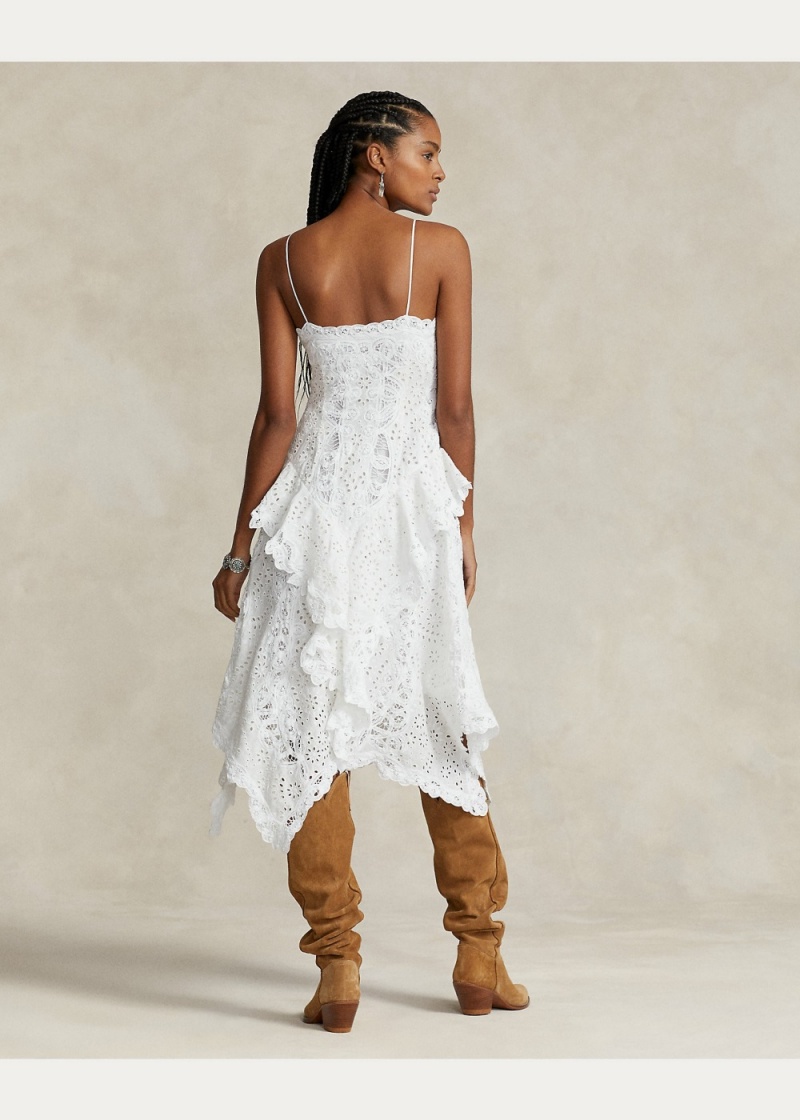 Vestido Asymmetrical Battenberg-Encaje Linen Mujer Blancos | MGIX28679 - vista 4