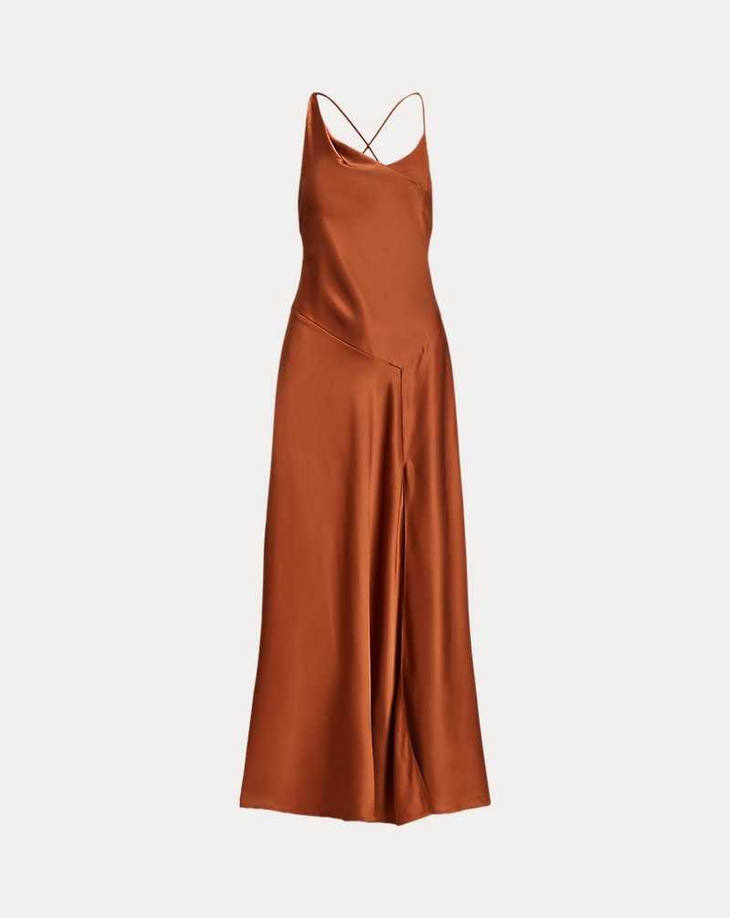 Vestido Ralph Lauren Asymmetrical Satin Cowlneck Gown Mujer Holiday Rust | MKCVQFO-85 - vista 2