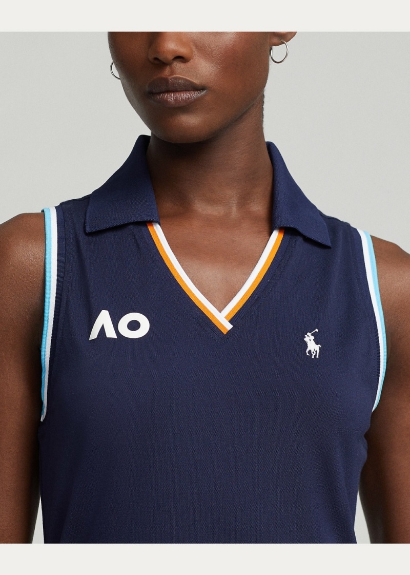 Vestido Australian Open Stretch Mesh Polo Mujer Azul Marino | TSID97468 - vista 3