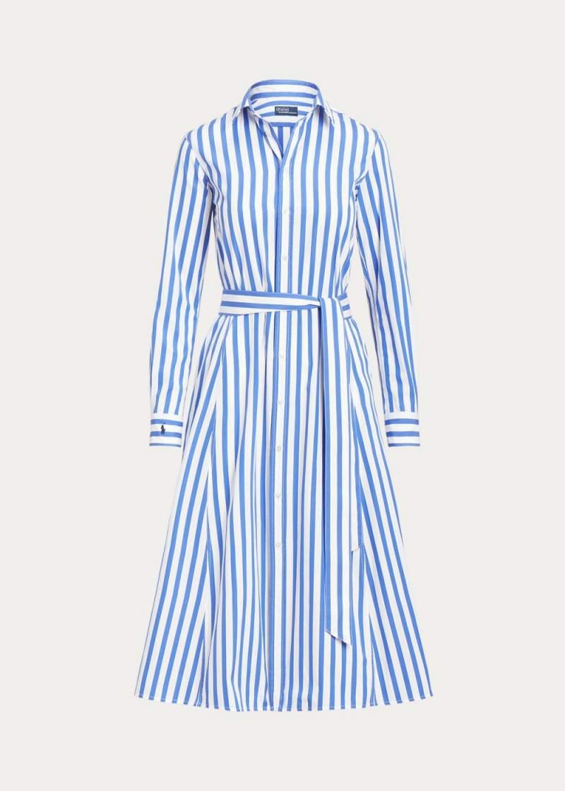 Vestido Belted A Rayas Algodon Shirtdress Mujer Azules | FBMP17962 - vista 2