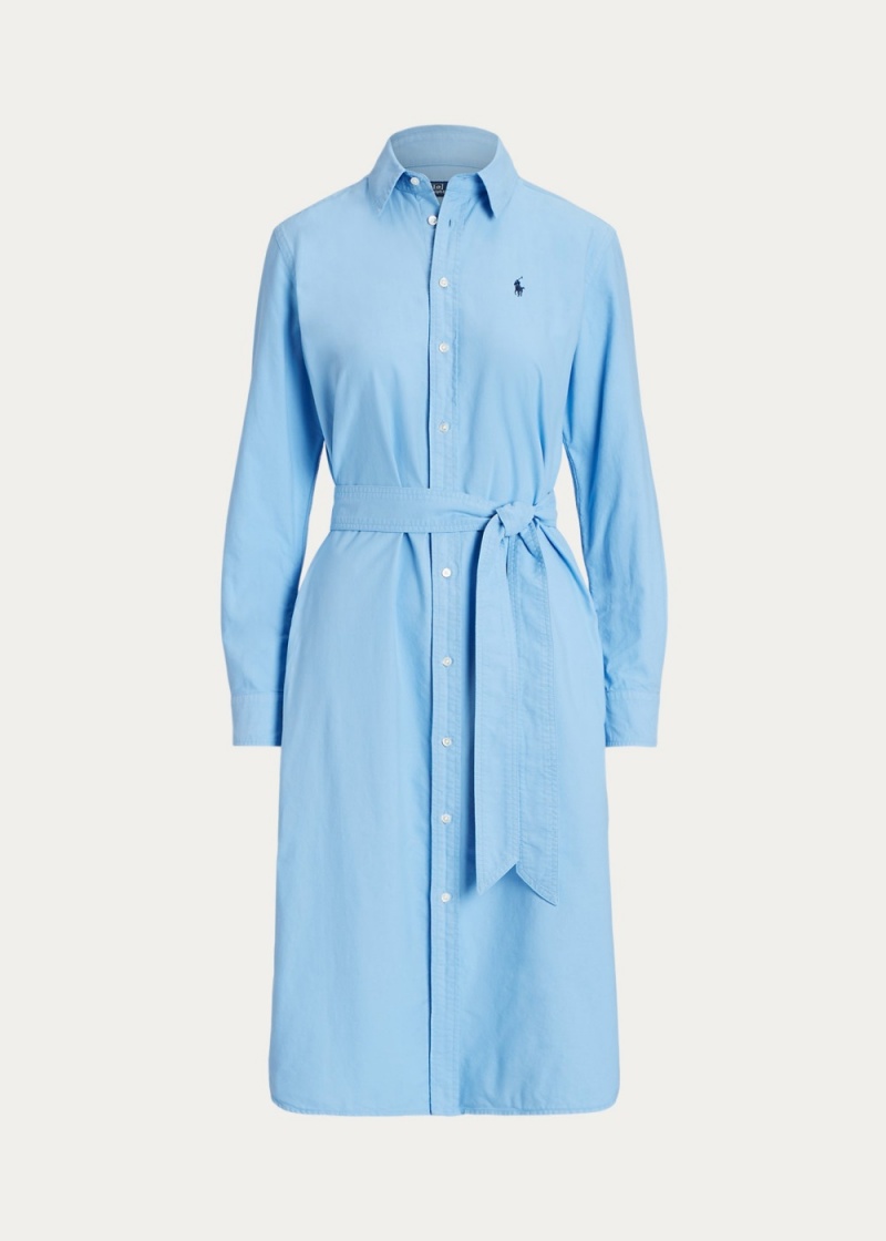 Vestido Belted Algodon Oxford Shirtdress Mujer Azules | CJRU10324 - vista 2