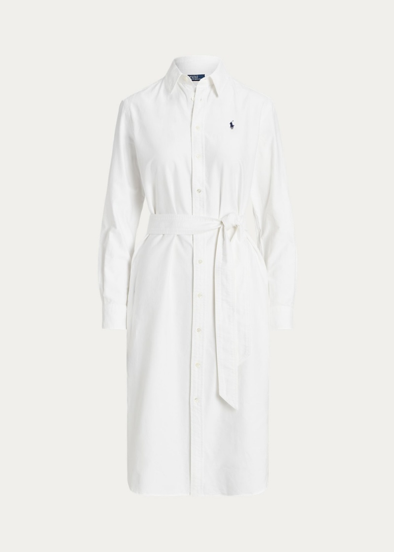 Vestido Belted Algodon Oxford Shirtdress Mujer Blancos | KZWI03846 - vista 2
