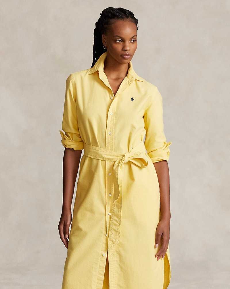Vestido Ralph Lauren Belted Cotton Oxforddress Mujer Amarillos | FEAODZY-79 - vista 3