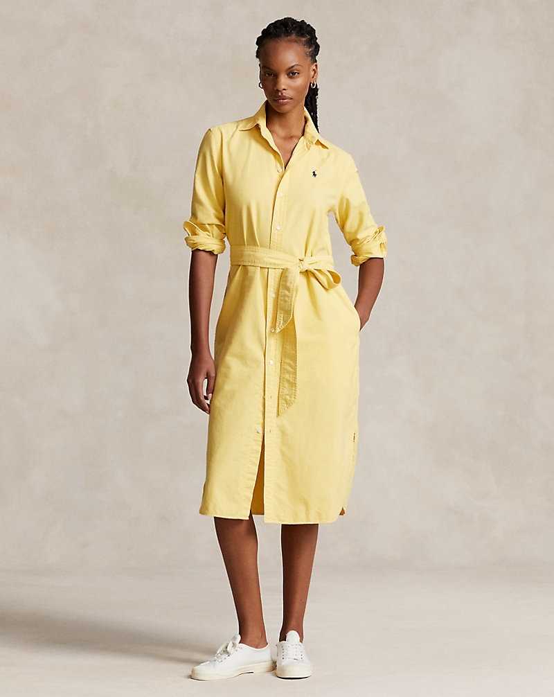 Vestido Ralph Lauren Belted Cotton Oxforddress Mujer Amarillos | FEAODZY-79 - vista 1
