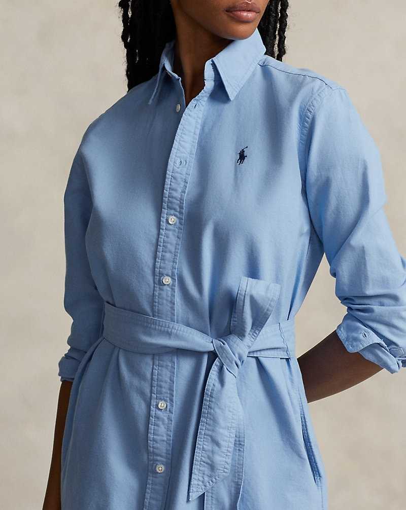Vestido Ralph Lauren Belted Cotton Oxforddress Mujer Azules Claro | DIGQZPM-63 - vista 5
