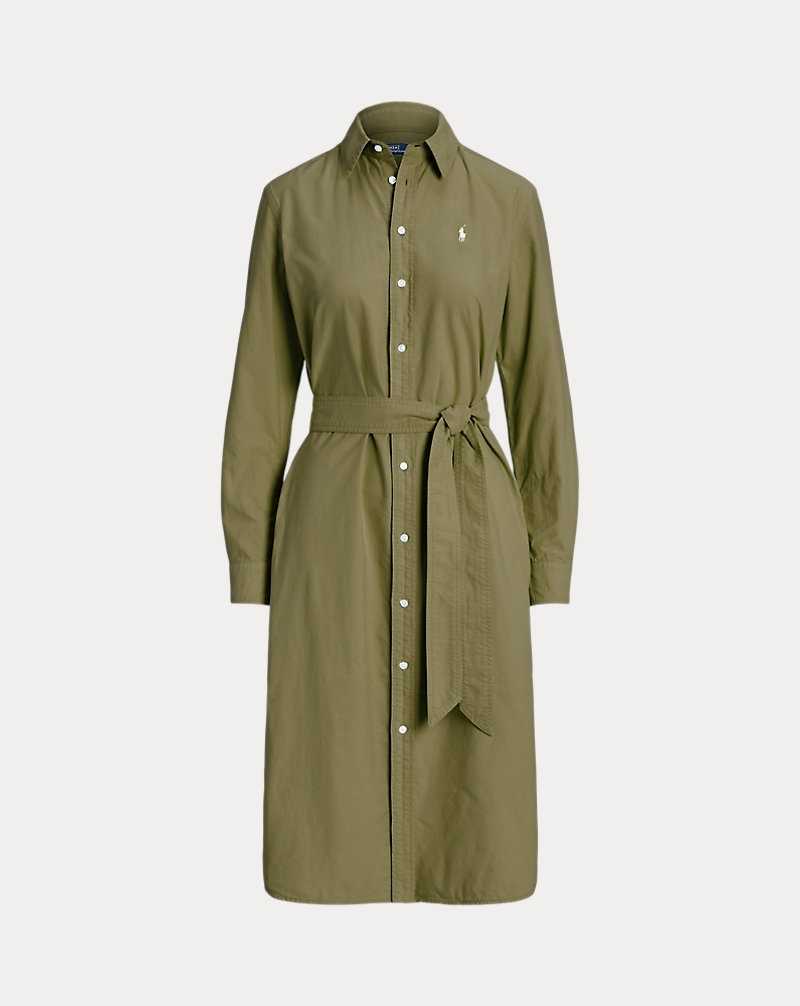Vestido Ralph Lauren Belted Cotton Oxforddress Mujer Verde Oliva | DEKPALV-63 - vista 2