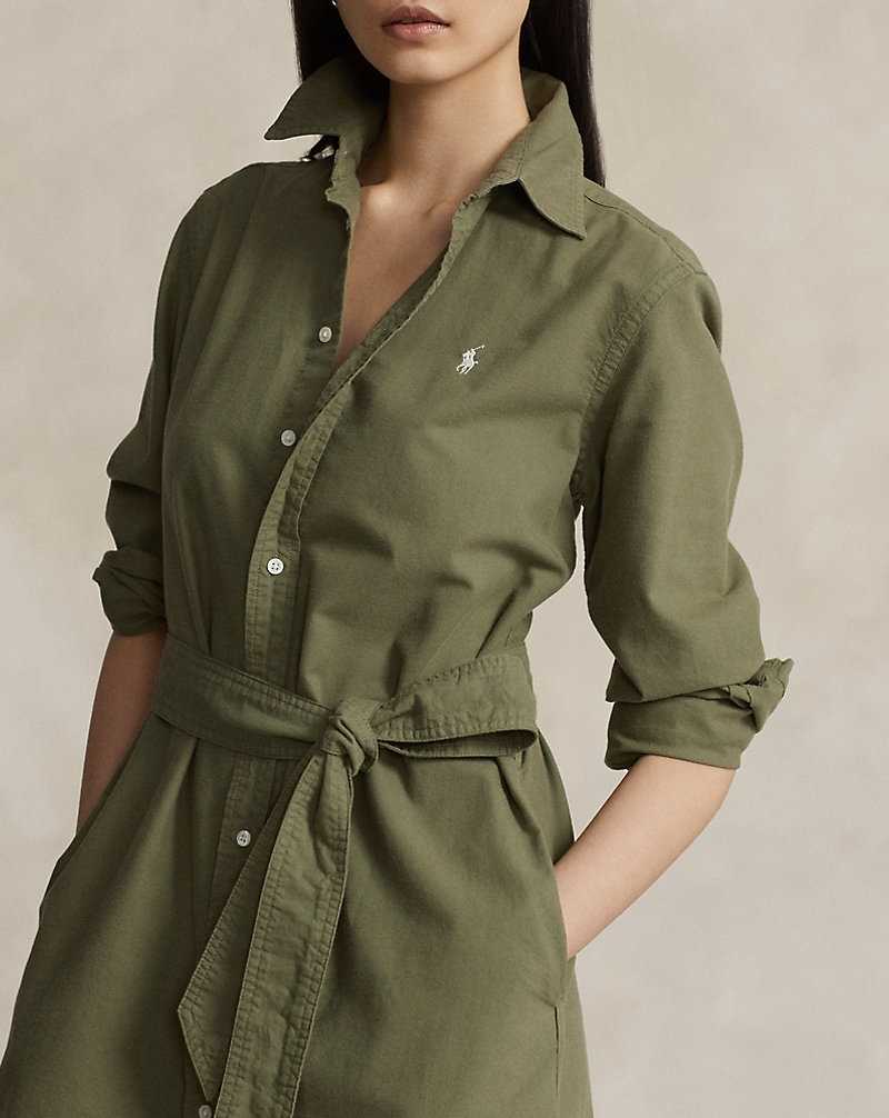 Vestido Ralph Lauren Belted Cotton Oxforddress Mujer Verde Oliva | DEKPALV-63 - vista 5