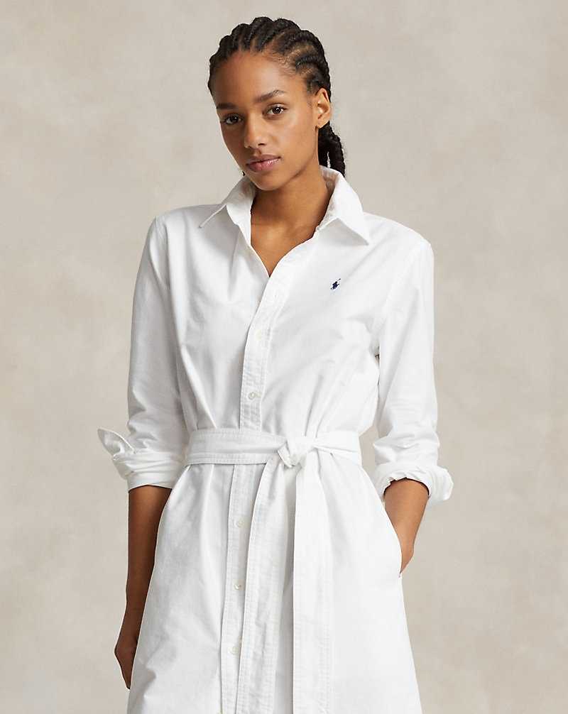 Vestido Ralph Lauren Belted Cotton Oxforddress Mujer Blancos | PHCURLO-24 - vista 3