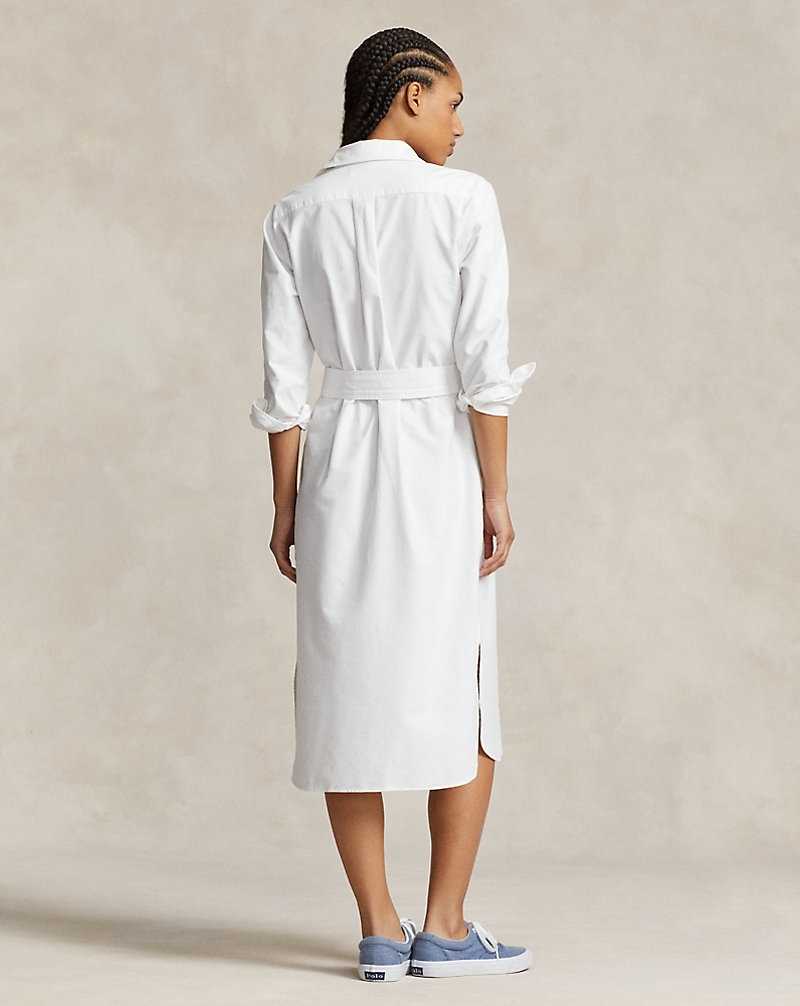 Vestido Ralph Lauren Belted Cotton Oxforddress Mujer Blancos | PHCURLO-24 - vista 4