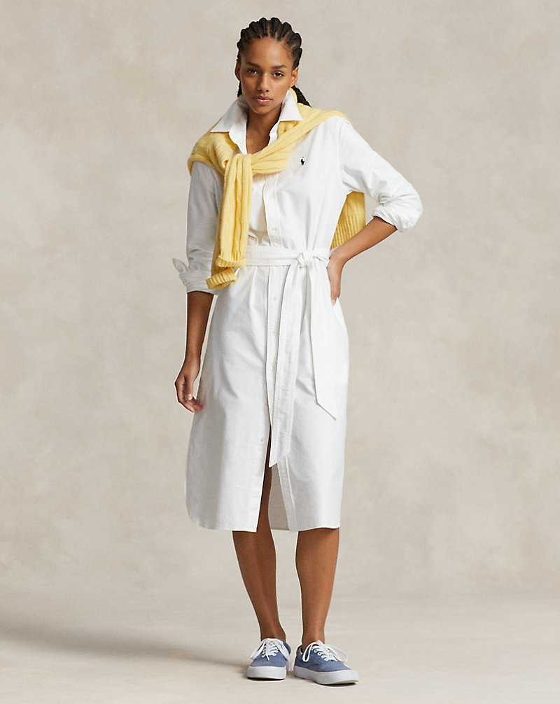Vestido Ralph Lauren Belted Cotton Oxforddress Mujer Blancos | PHCURLO-24 - vista 1