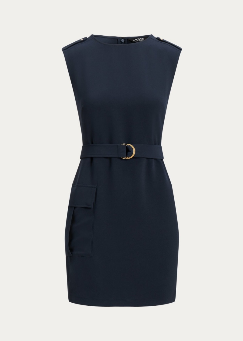 Vestido Belted Double-Faced Crepe Mujer Azul Marino | EZWN86504 - vista 1