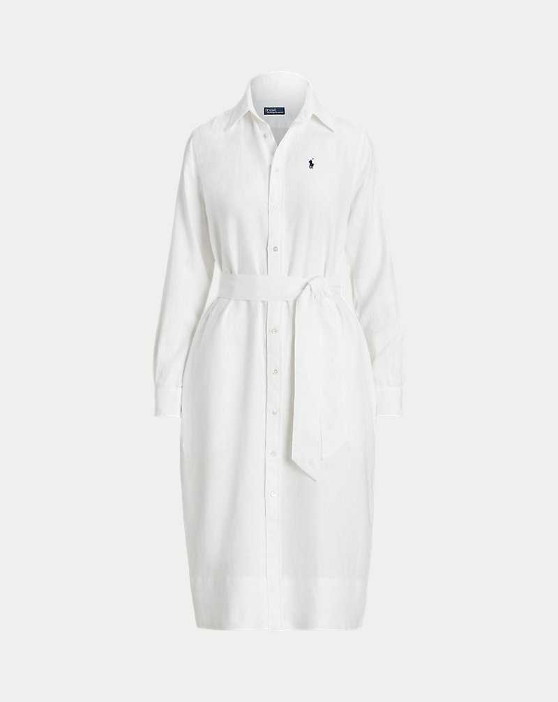 Vestido Ralph Lauren Belted Linendress Mujer Blancos | OVRULCG-46 - vista 2