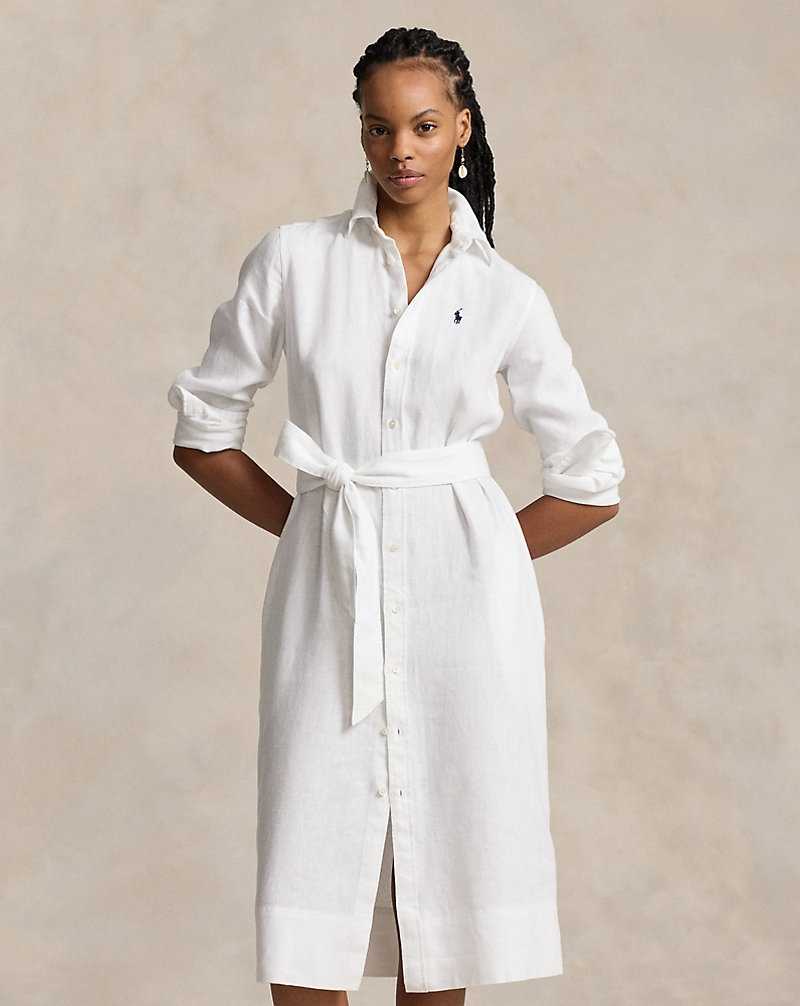 Vestido Ralph Lauren Belted Linendress Mujer Blancos | OVRULCG-46 - vista 3