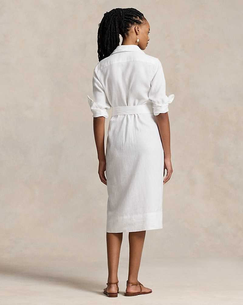 Vestido Ralph Lauren Belted Linendress Mujer Blancos | OVRULCG-46 - vista 4