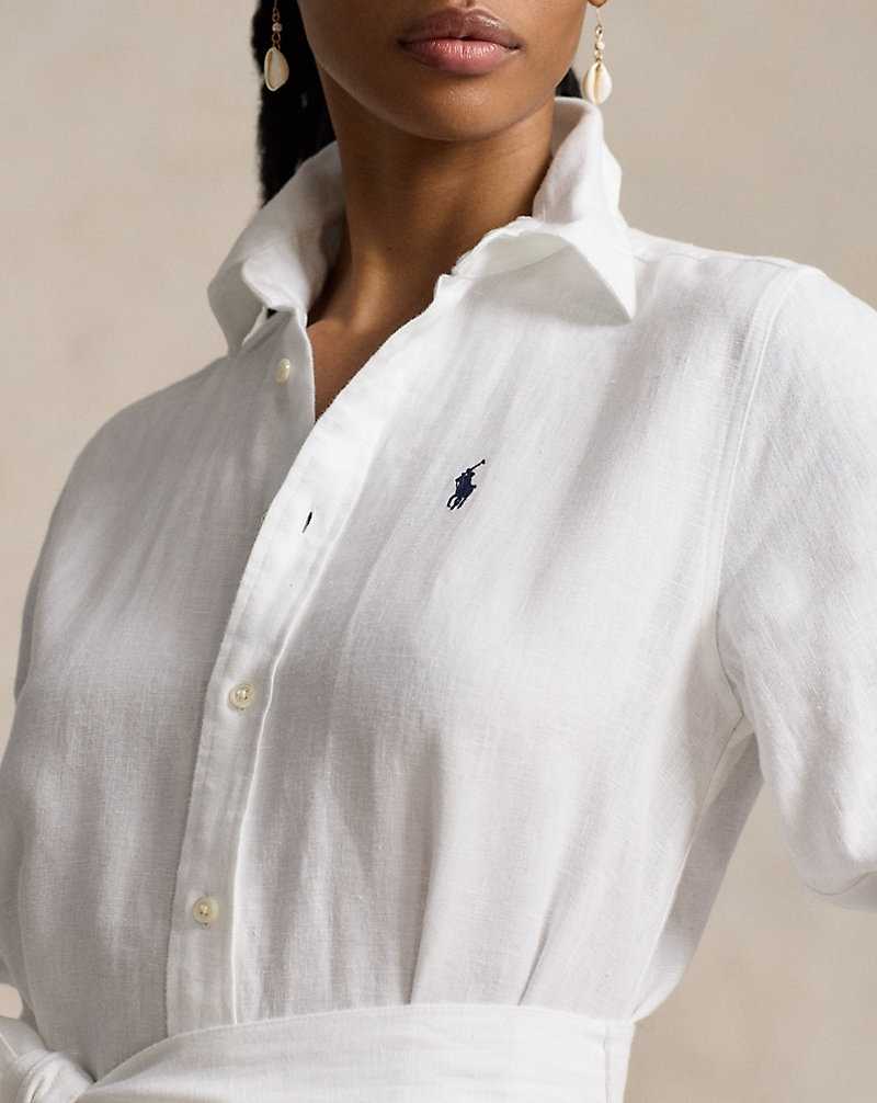 Vestido Ralph Lauren Belted Linendress Mujer Blancos | OVRULCG-46 - vista 5
