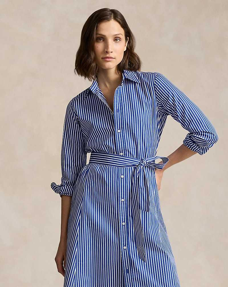 Vestido Ralph Lauren Belted Striped Cottondress Mujer Blancos | XAHJLUE-32 - vista 3