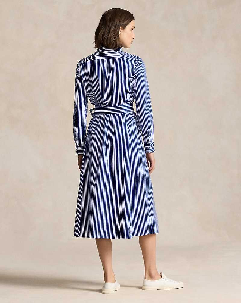 Vestido Ralph Lauren Belted Striped Cottondress Mujer Blancos | XAHJLUE-32 - vista 4