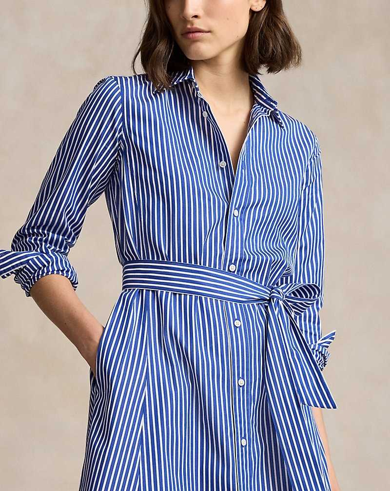 Vestido Ralph Lauren Belted Striped Cottondress Mujer Blancos | XAHJLUE-32 - vista 5