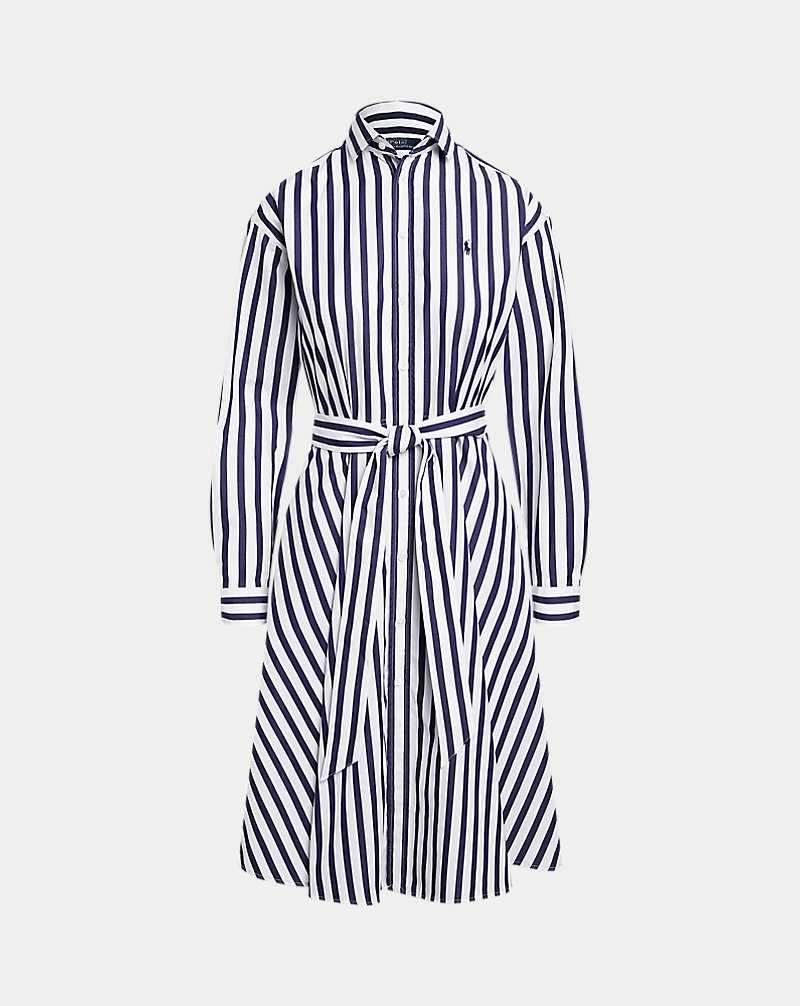 Vestido Ralph Lauren Belted Striped Cottondress Mujer 970a Navy/White | IOERBVK-23 - vista 2