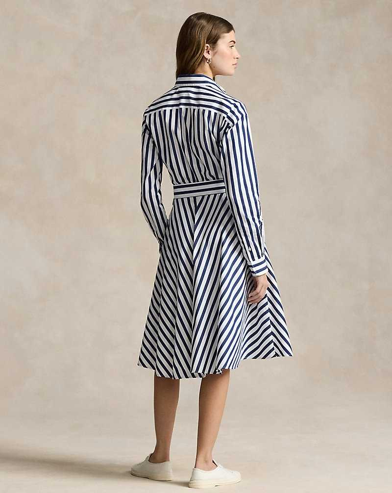 Vestido Ralph Lauren Belted Striped Cottondress Mujer 970a Navy/White | IOERBVK-23 - vista 4