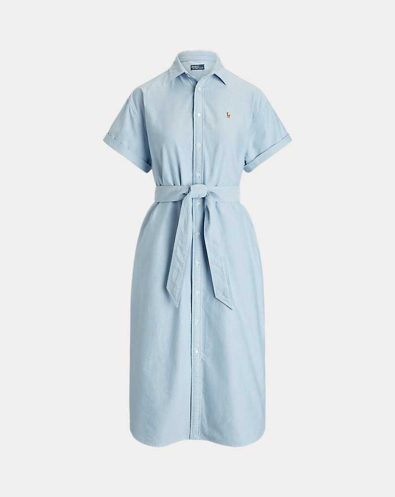 Vestido Ralph Lauren Belted-Sleeve Oxforddress Mujer Azules | ZAUVHFJ-41 - vista 2