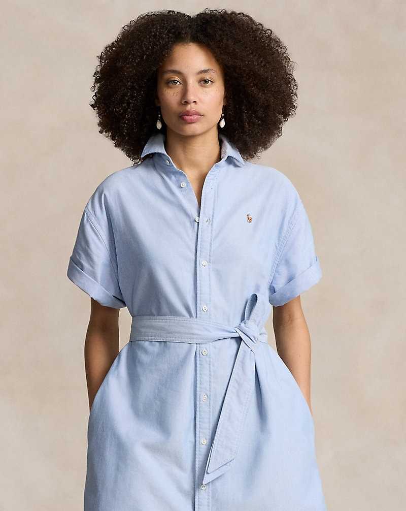 Vestido Ralph Lauren Belted-Sleeve Oxforddress Mujer Azules | ZAUVHFJ-41 - vista 3