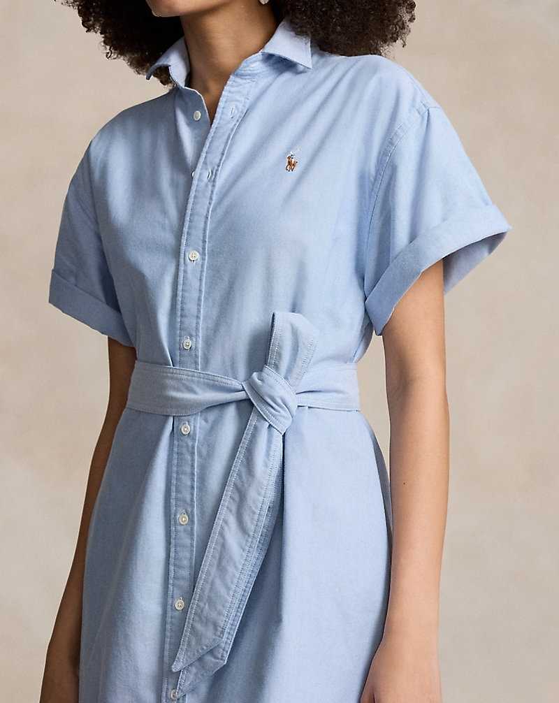Vestido Ralph Lauren Belted-Sleeve Oxforddress Mujer Azules | ZAUVHFJ-41 - vista 5