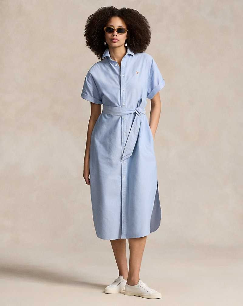 Vestido Ralph Lauren Belted-Sleeve Oxforddress Mujer Azules | ZAUVHFJ-41 - vista 1