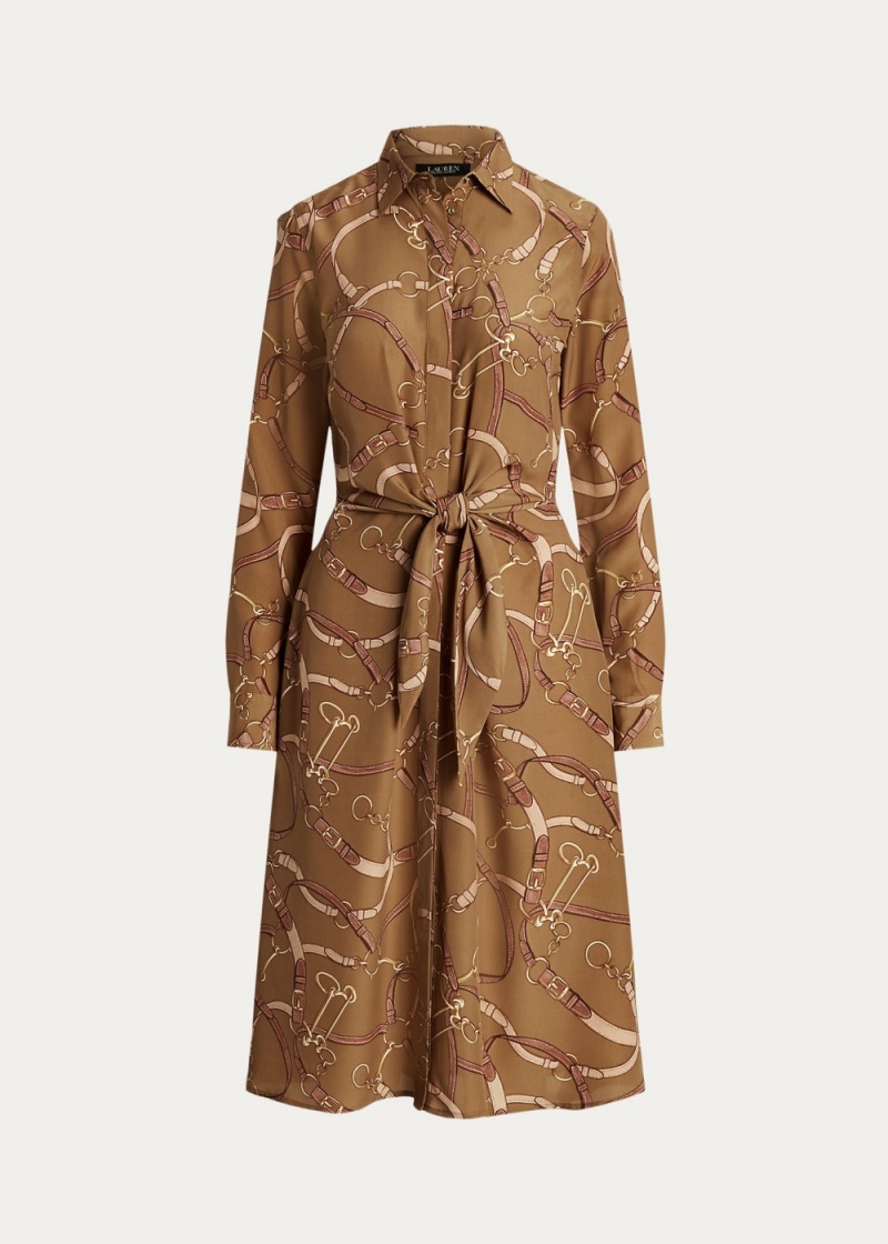 Vestido Belting-Print Tie-Front Crepe Shirtdress Mujer Multicolor | TDYN29047 - vista 2