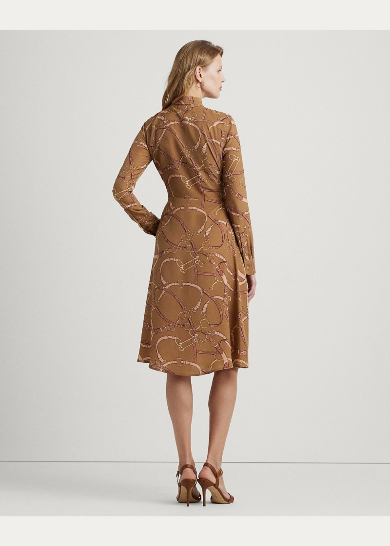 Vestido Belting-Print Tie-Front Crepe Shirtdress Mujer Multicolor | TDYN29047 - vista 4