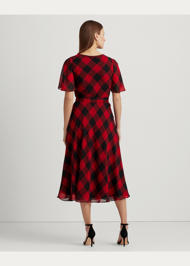 Vestido Buffalo Check Belted Georgette Mujer Negros | NAHI49302 - vista 2