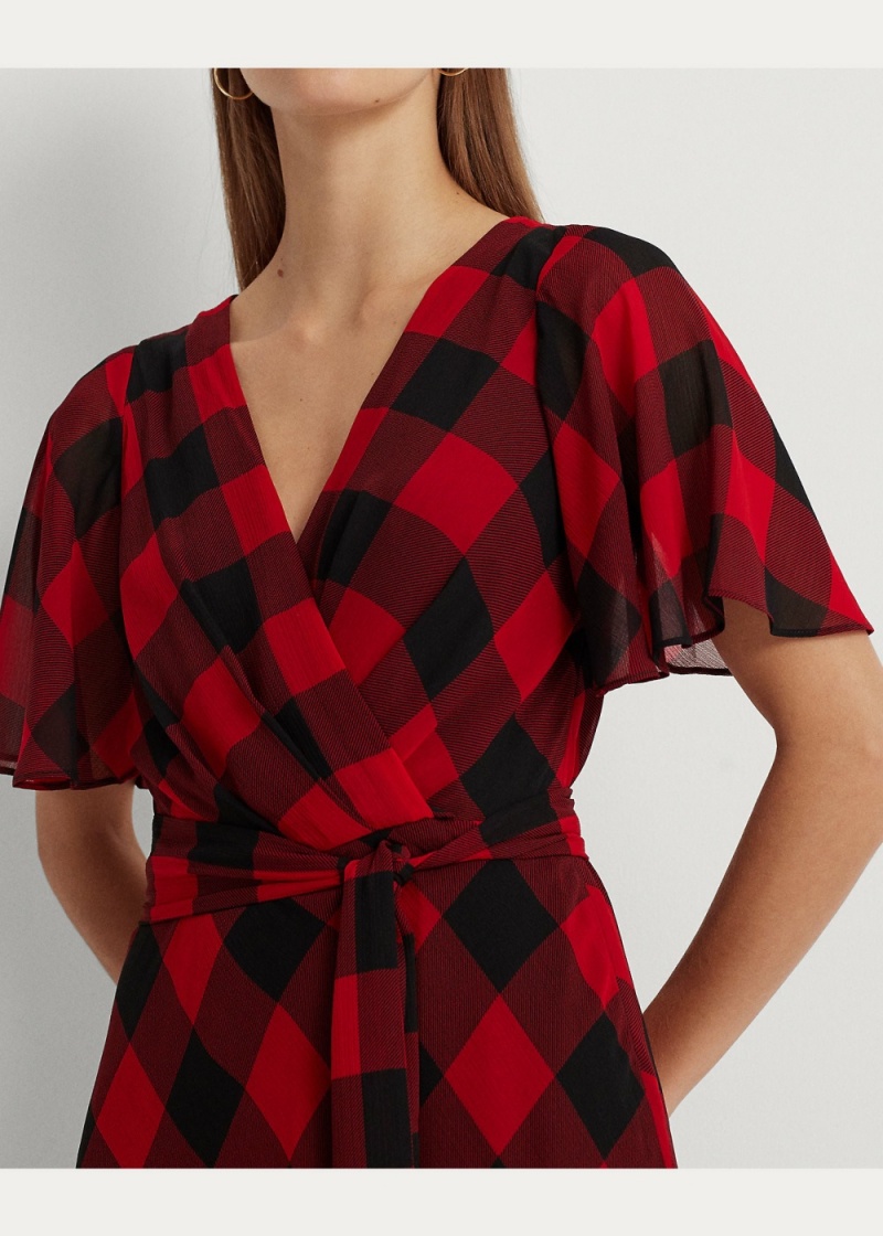 Vestido Buffalo Check Belted Georgette Mujer Negros | NAHI49302 - vista 3