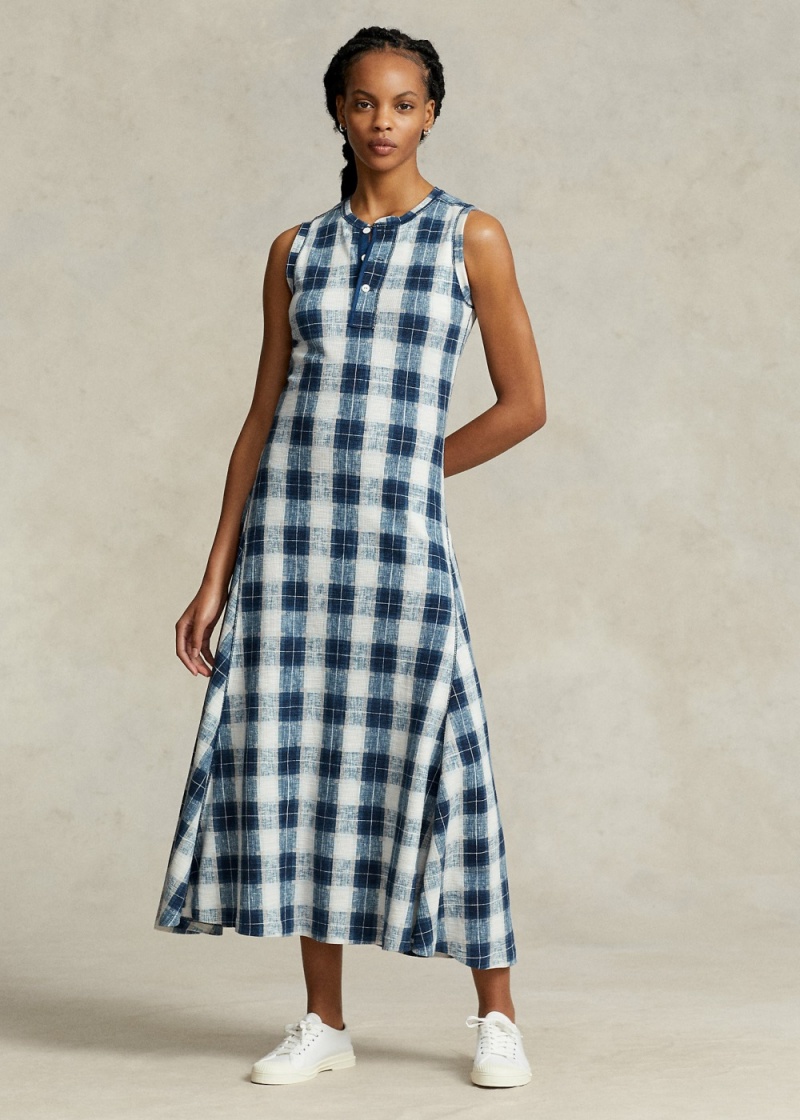 Vestido Buffalo Plaid Algodon Henley Mujer Negros | FSGL48013 - vista 1