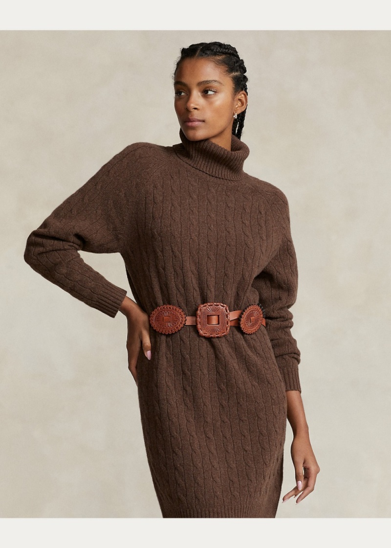 Vestido Cable Lana-Cashmere Roll Neck Mujer Negros | WKAJ23810 - vista 3